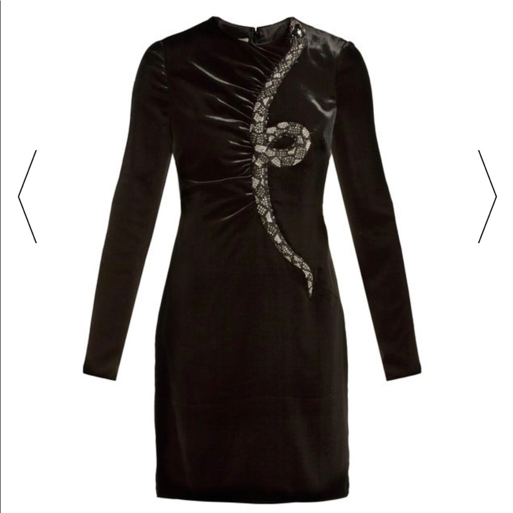 Valentino Black velvet mini snake dress